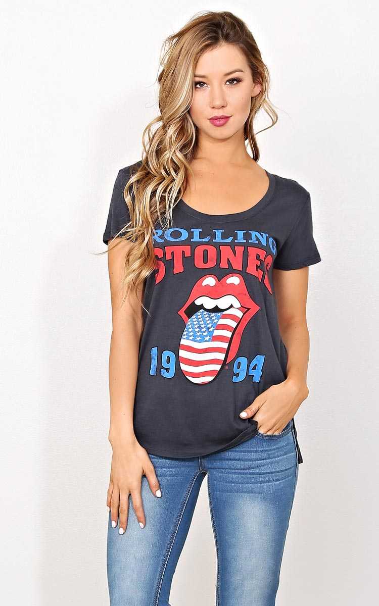 ROLLING STONES Patriotic Tee - - Med Grey in Size by Styles For Less