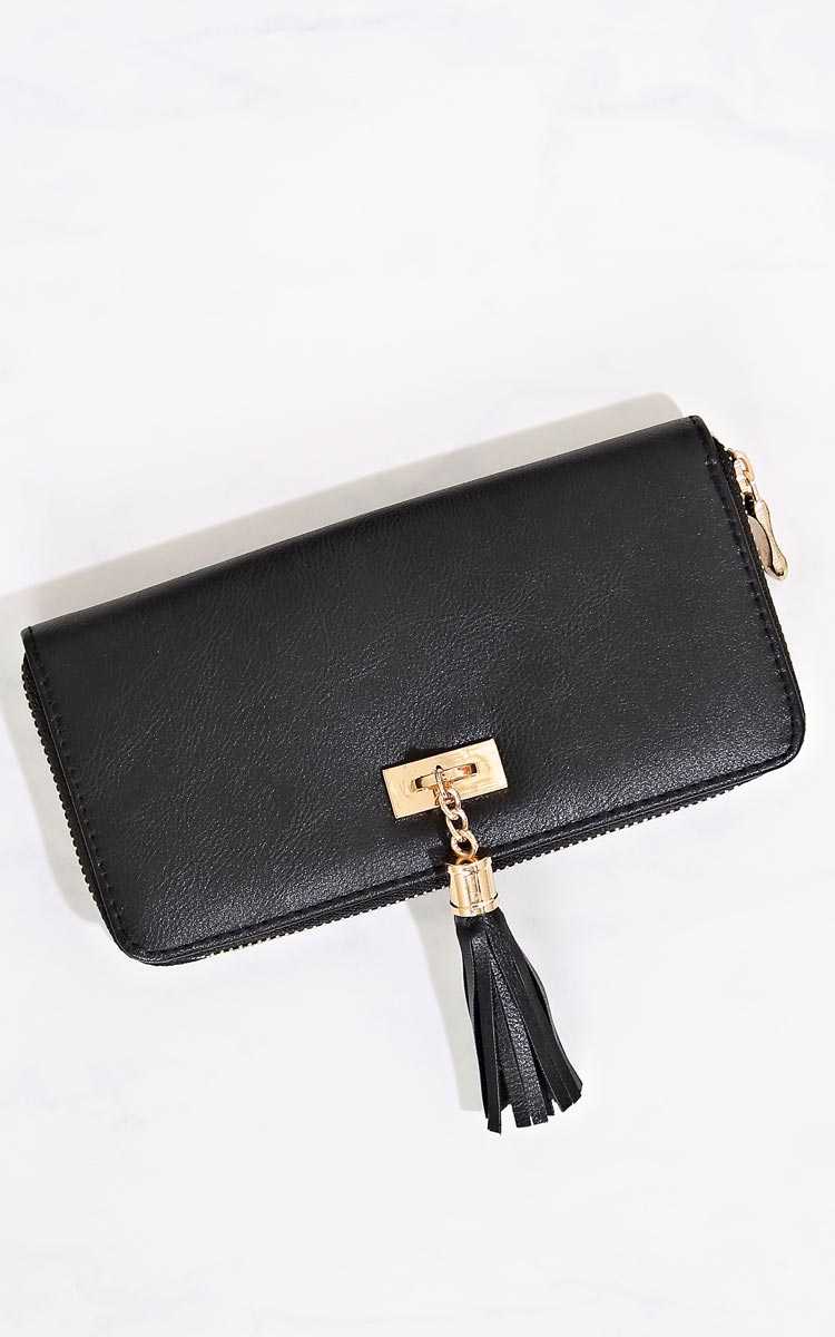 Tassle Up Zippered Wallet - N/S - Black by Styles For Less