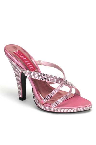 Baby Pink Rhinestone Studded Strappy Open Toe High Heels