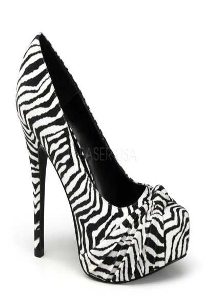 Black White Zebra Faux Satin Knotted Front High Heels