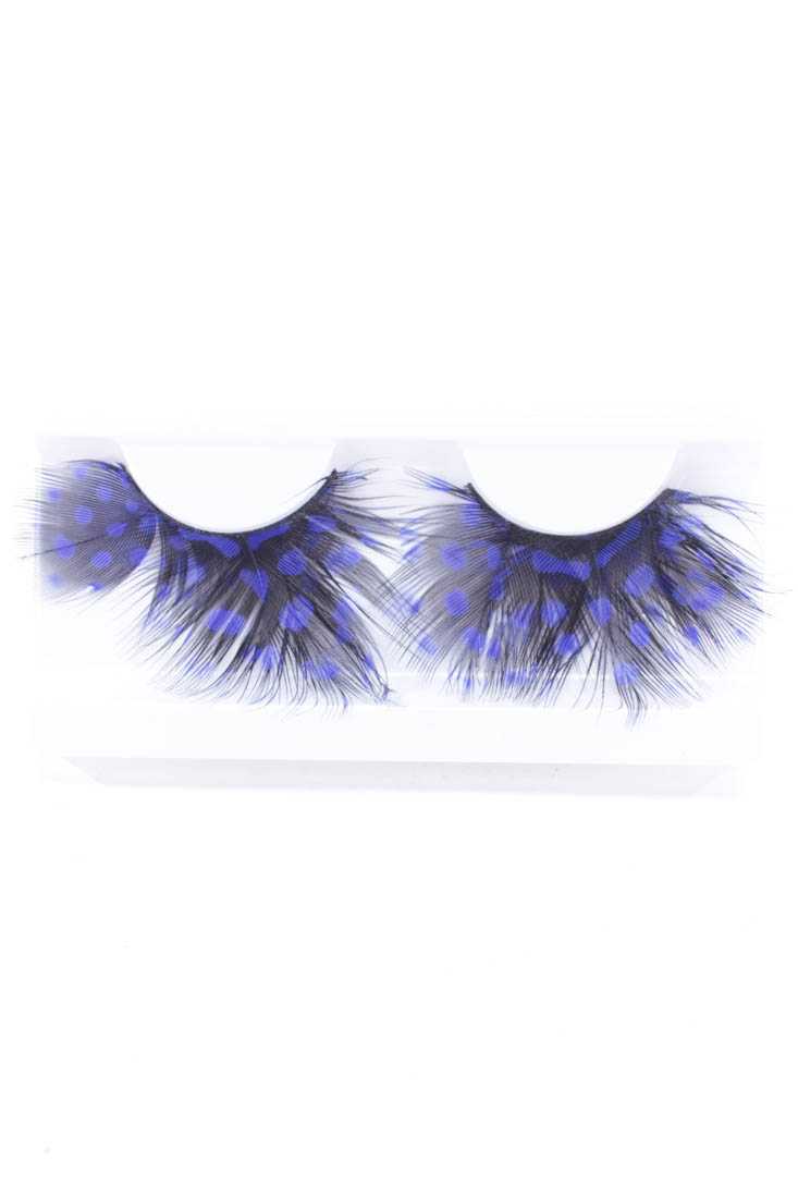 Faux Feather Royal Blue Black Eyelashes