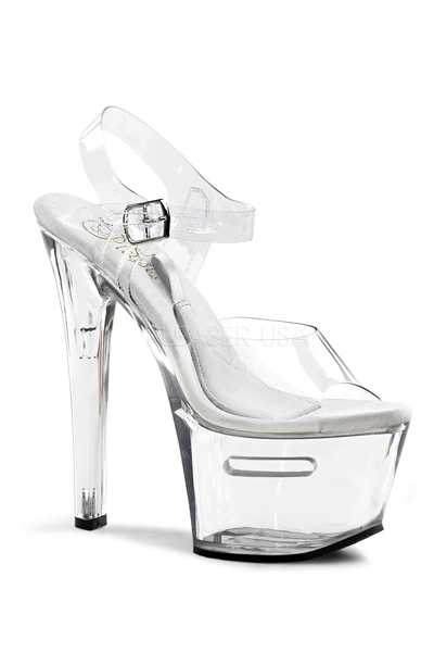 Clear Strappy Tip Jar Platform High Heels