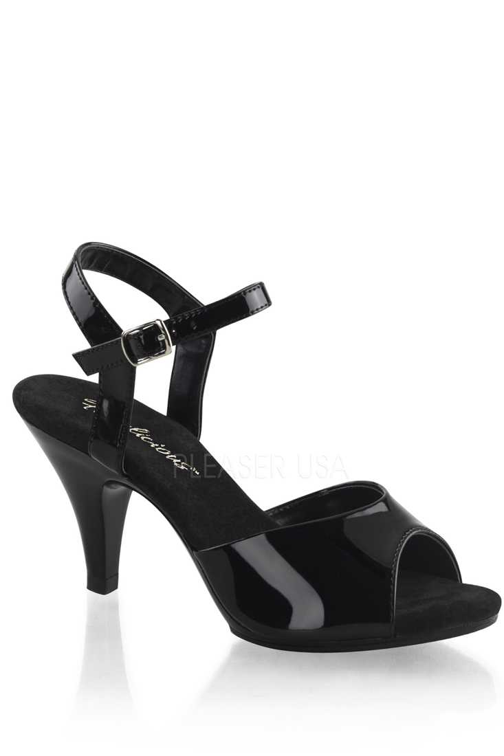 Black Patent Open Toe Sandal High Heels