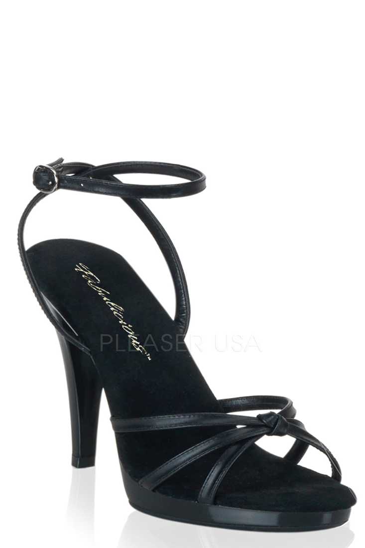 Black Criss Cross Strappy High Heels Faux Leather