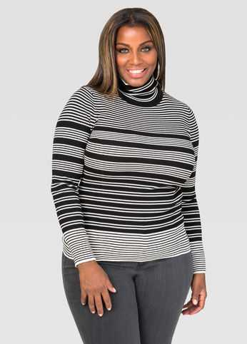 Striped Ribbed Turtleneck
