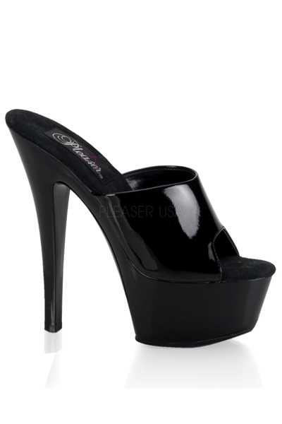 Black Patent Faux Leather Slip On High Heels