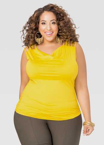 Drape Front Cage Shoulder Top