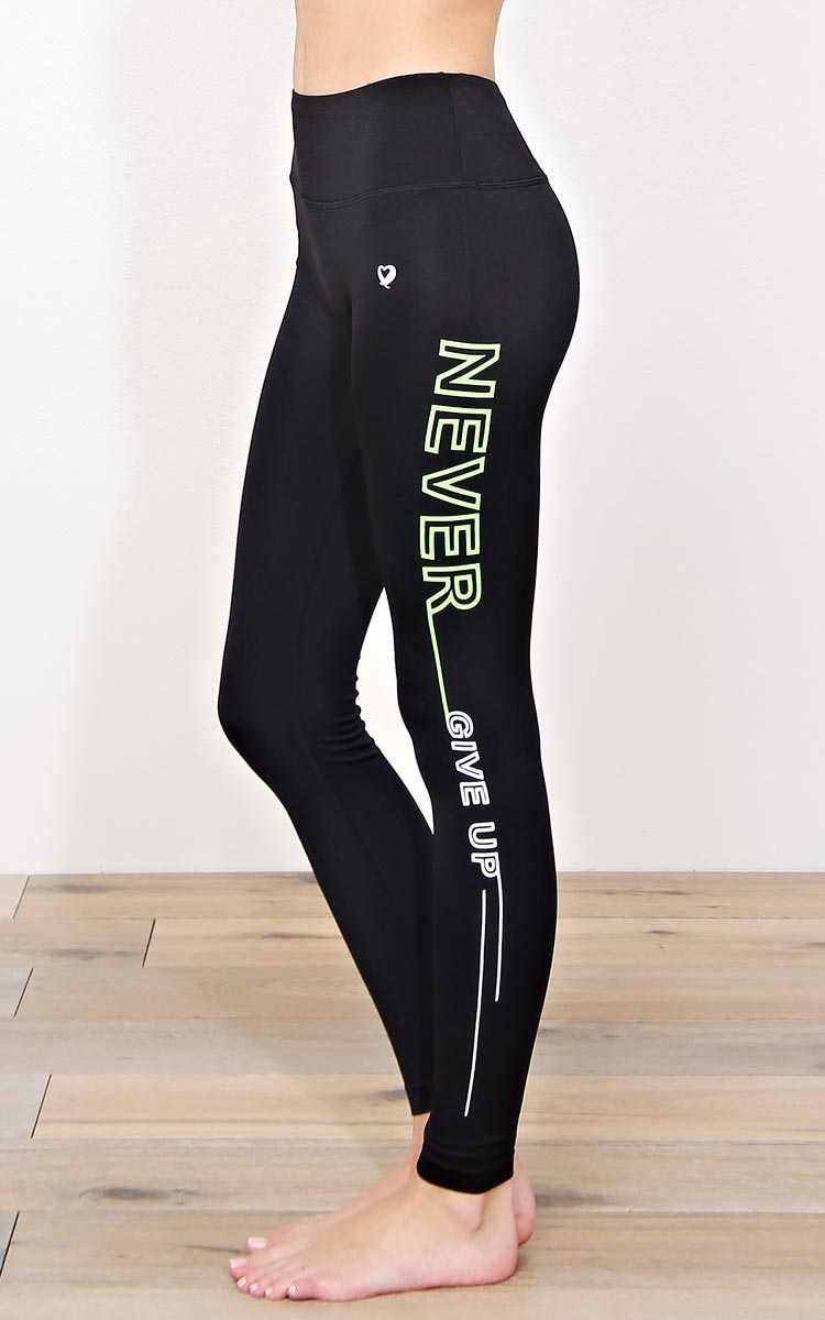 NEVER GIVE UP Performance Leggings - LGE - Black Combo in Size Large by Styles For Less