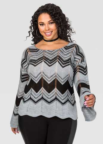 Chevron Bell Sleeve Sweater
