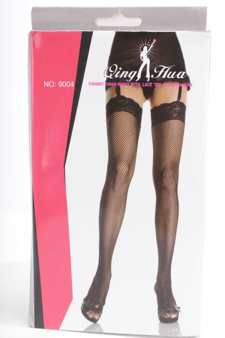 Black Lace Top Fishnet Thigh Highs