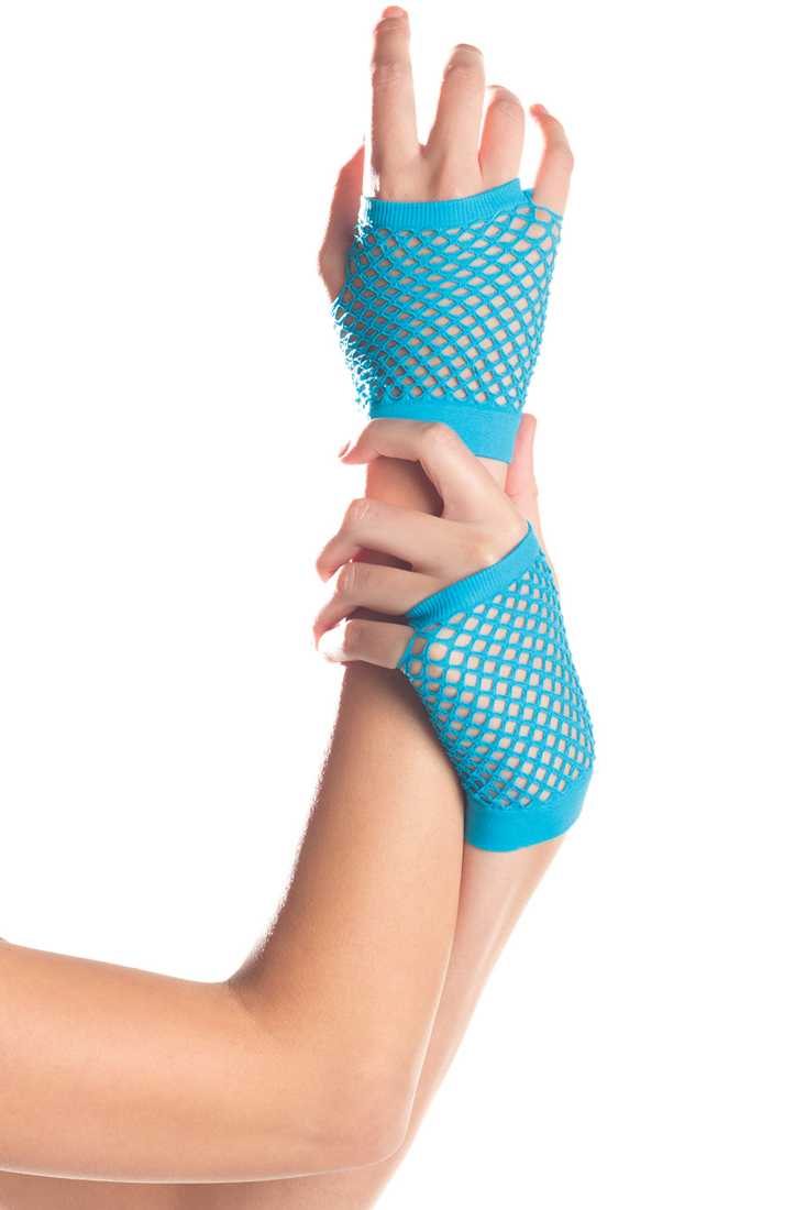 Turquoise Fishnet Fingerless Gloves