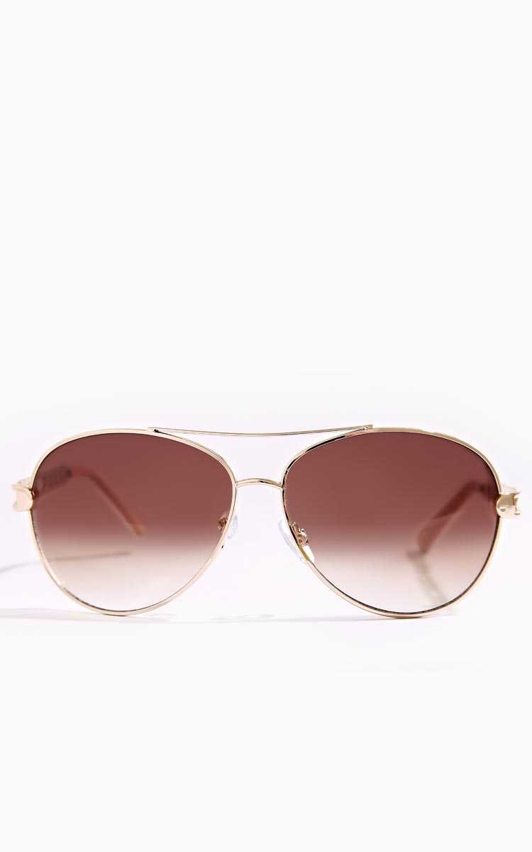 Nala Chain Aviator Sunglasses - N/S - Gold by Styles For Less