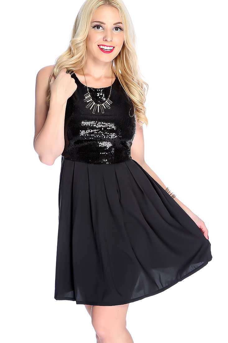 Sexy Black Sequins Sleeveless Party Dress