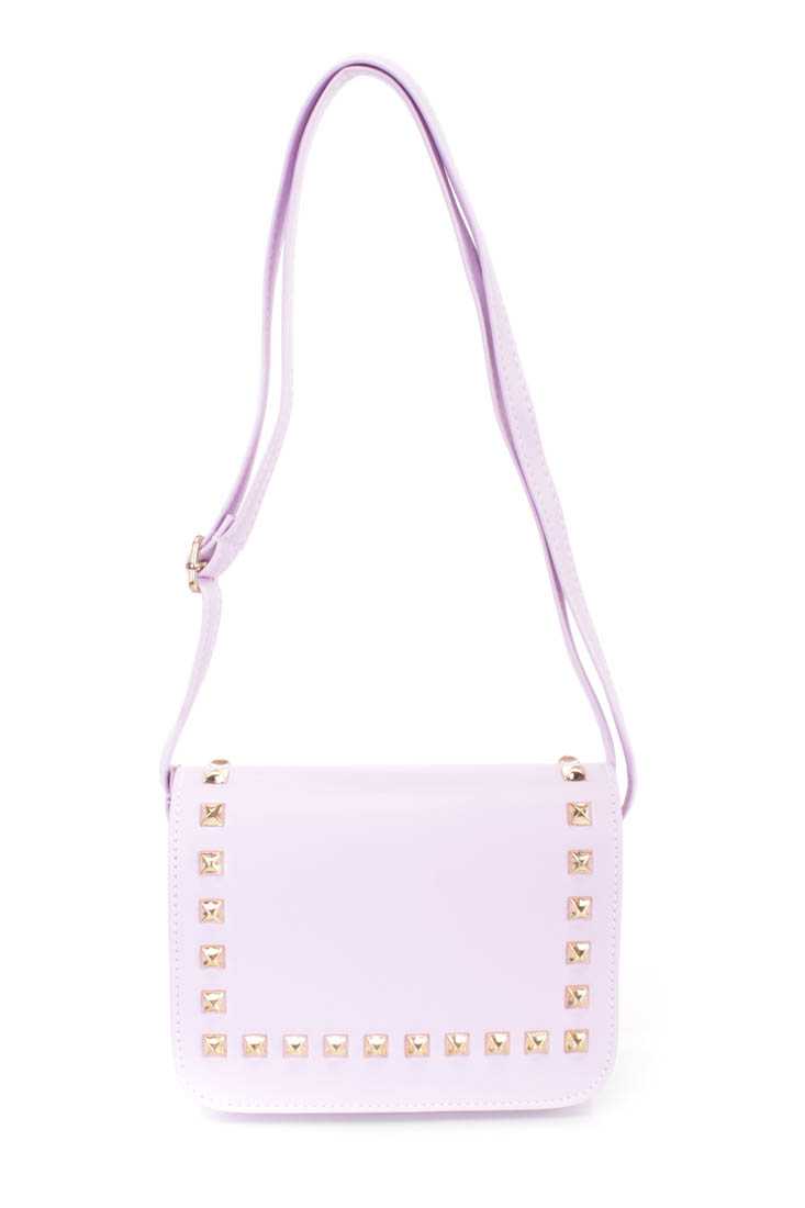 Lilac Studded Faux Leather Handbag