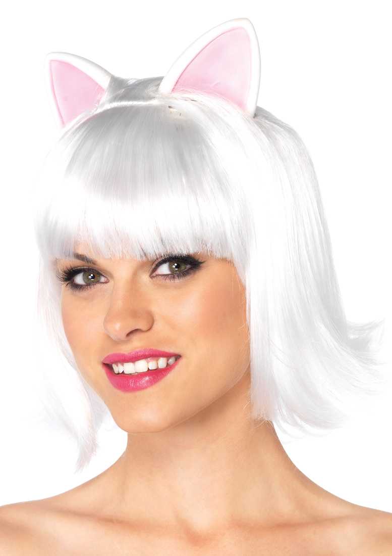 1 PC White Kitty Kat Bob Wig