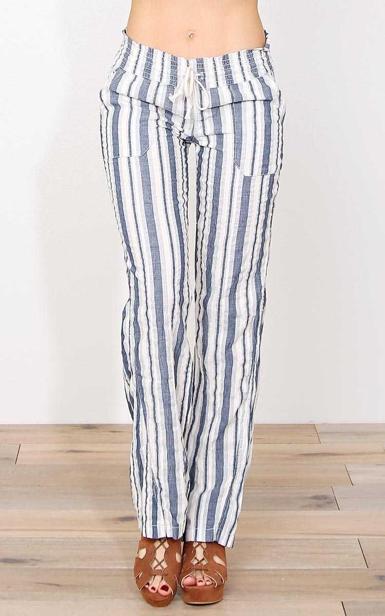 Sunset Cruise Striped Linen Pants - - Ivory Combo in Size by Styles For Less