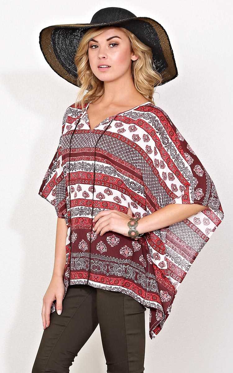 Let It Be Woven Gauze Top - Rust Combo in Size by Styles For Less