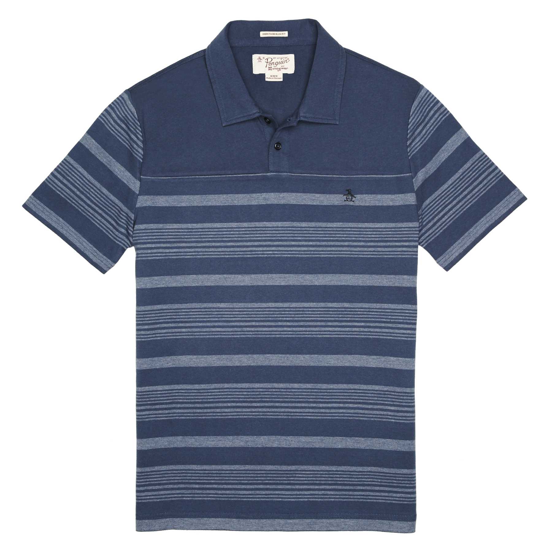 Original Penguin BLOCKED HEATHER STRIPE POLO