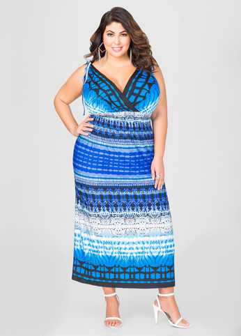 Tie Shoulder Smocked Maxi Dress