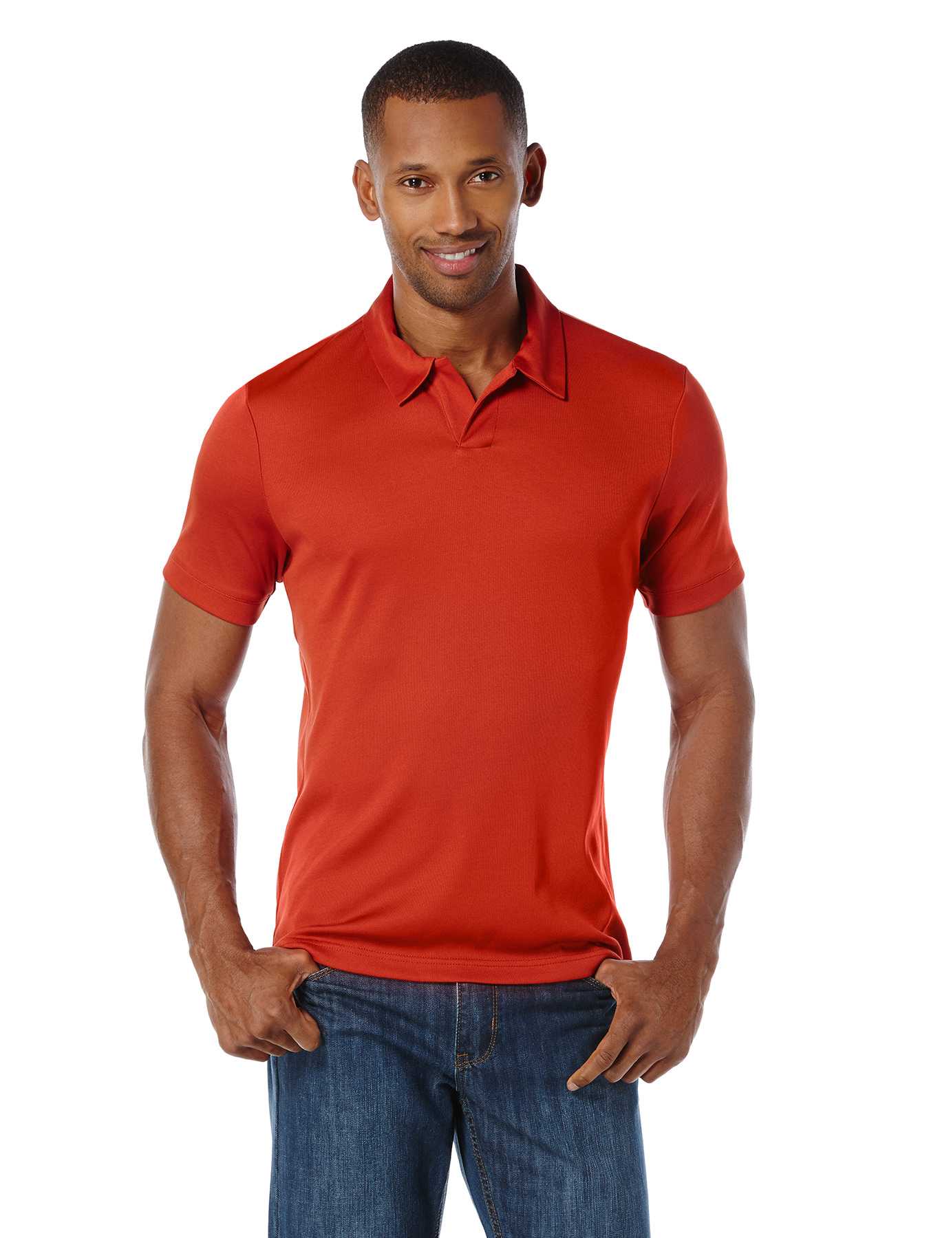 Perry Ellis Short Sleeve Rib Open Polo