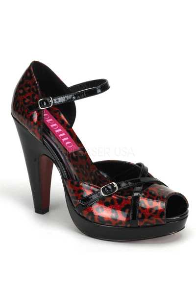 Red Animal Print Glitter Patent Faux Leather High Heels