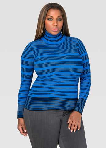 Striped Ribbed Turtleneck