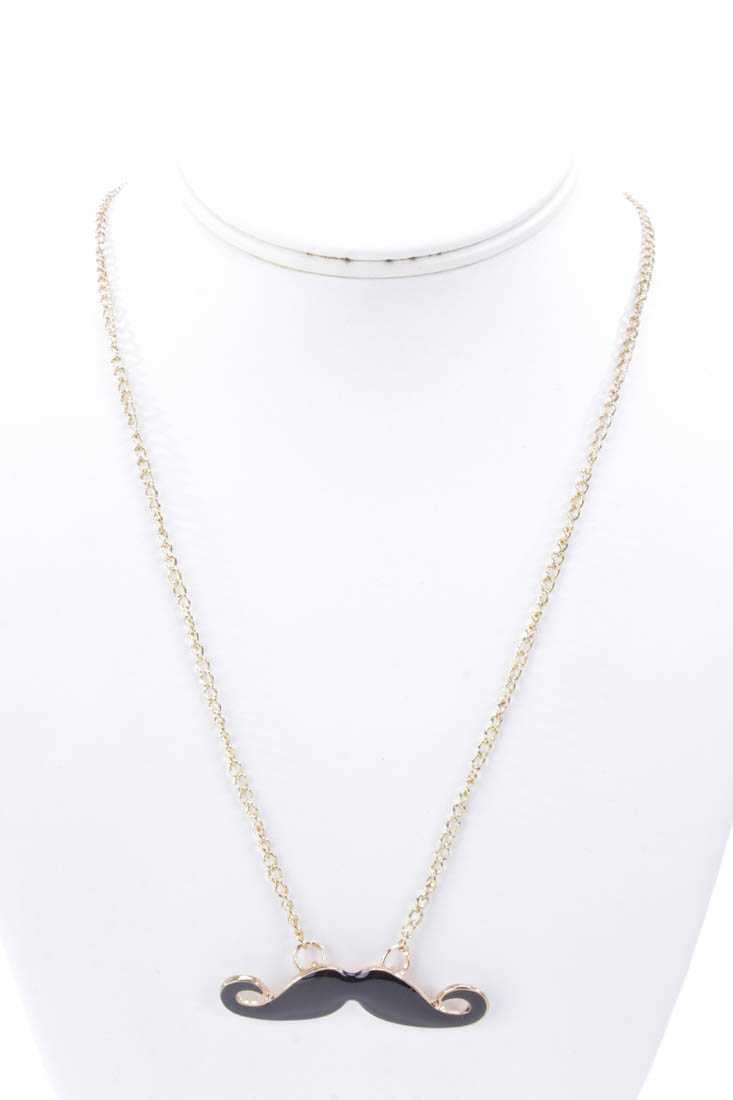 Black Gold Lacquer Finished Mustache Necklace