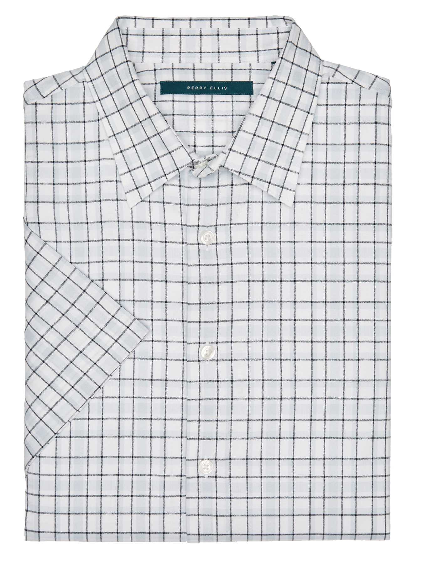 Perry Ellis Short Sleeve Mini Windowpane Shirt