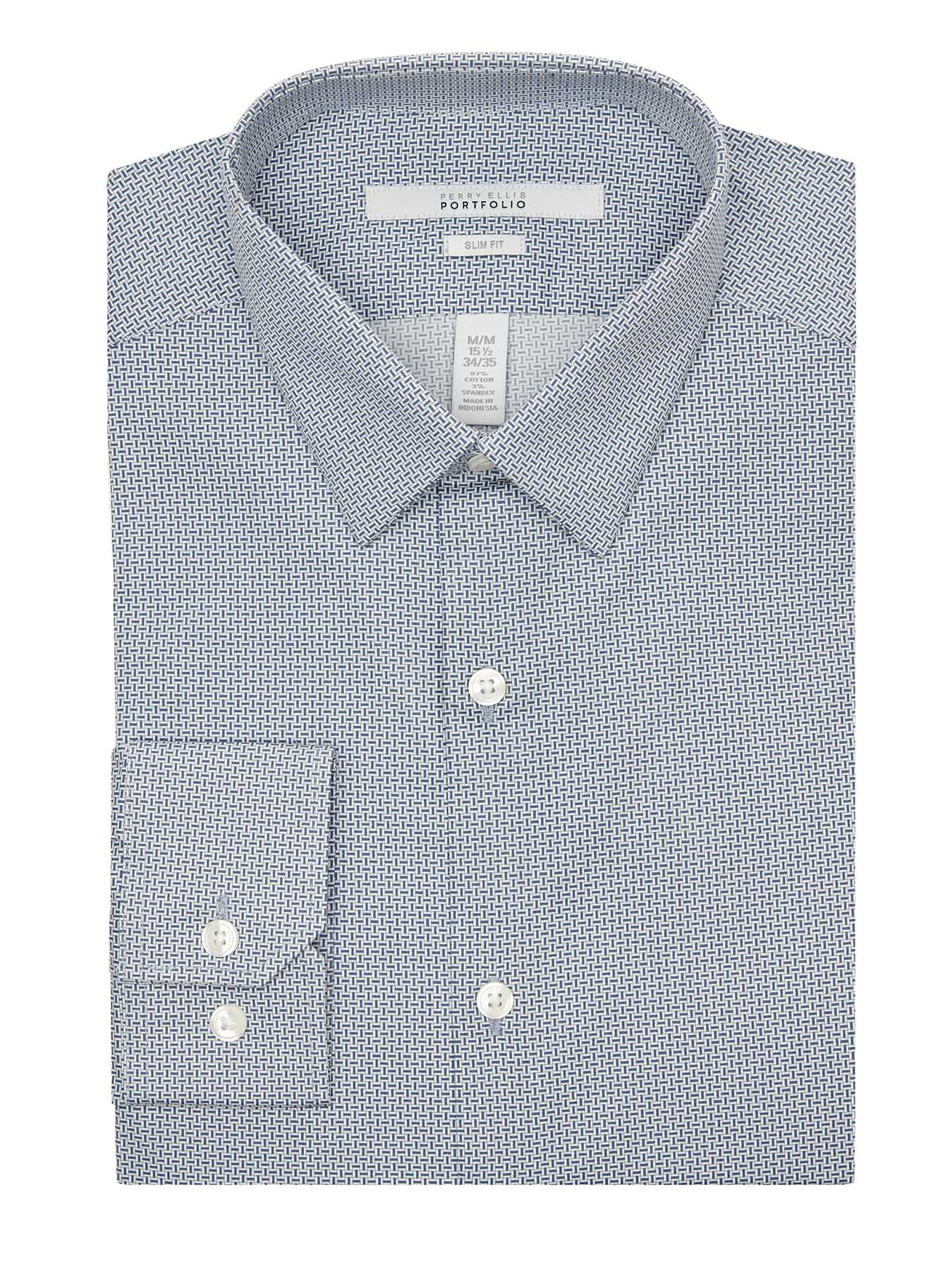 Perry Ellis Slim Fit Uneven Tile Dress Shirt