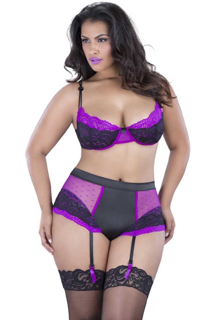 Orchid Black Plus Size Two Tone Sexy Undergarment