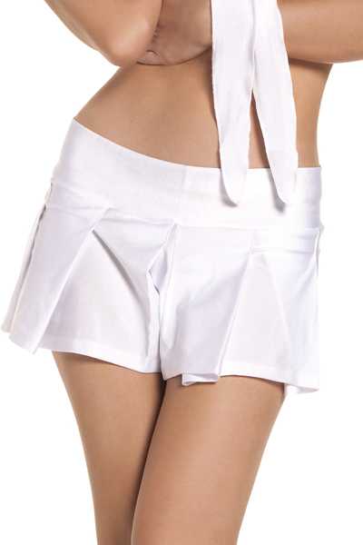 White Solid Color Pleated School Girl Skirt