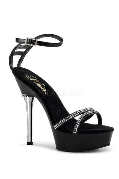 Black Patent Strappy Rhinestone High Heels