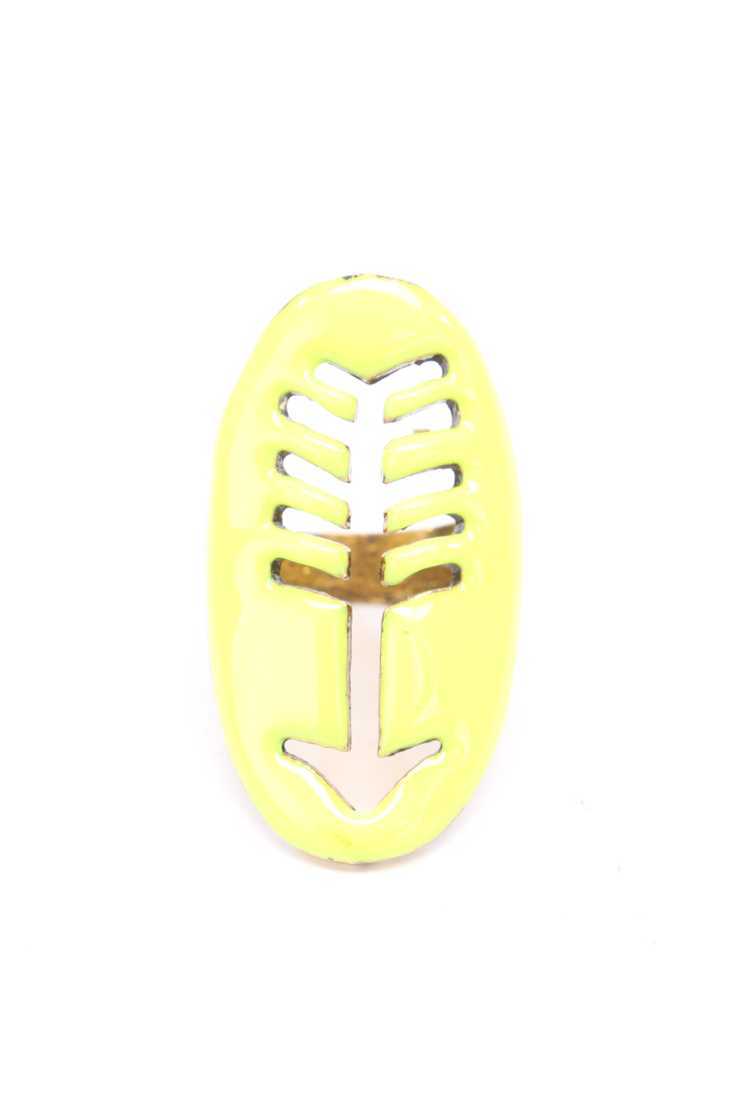 Neon Yellow Gold Arrow Cut Out Lacquer Ring
