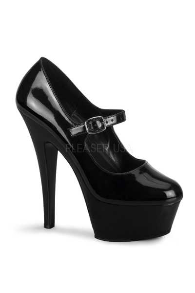 Black Patent Faux Leather Maryjane High Heels