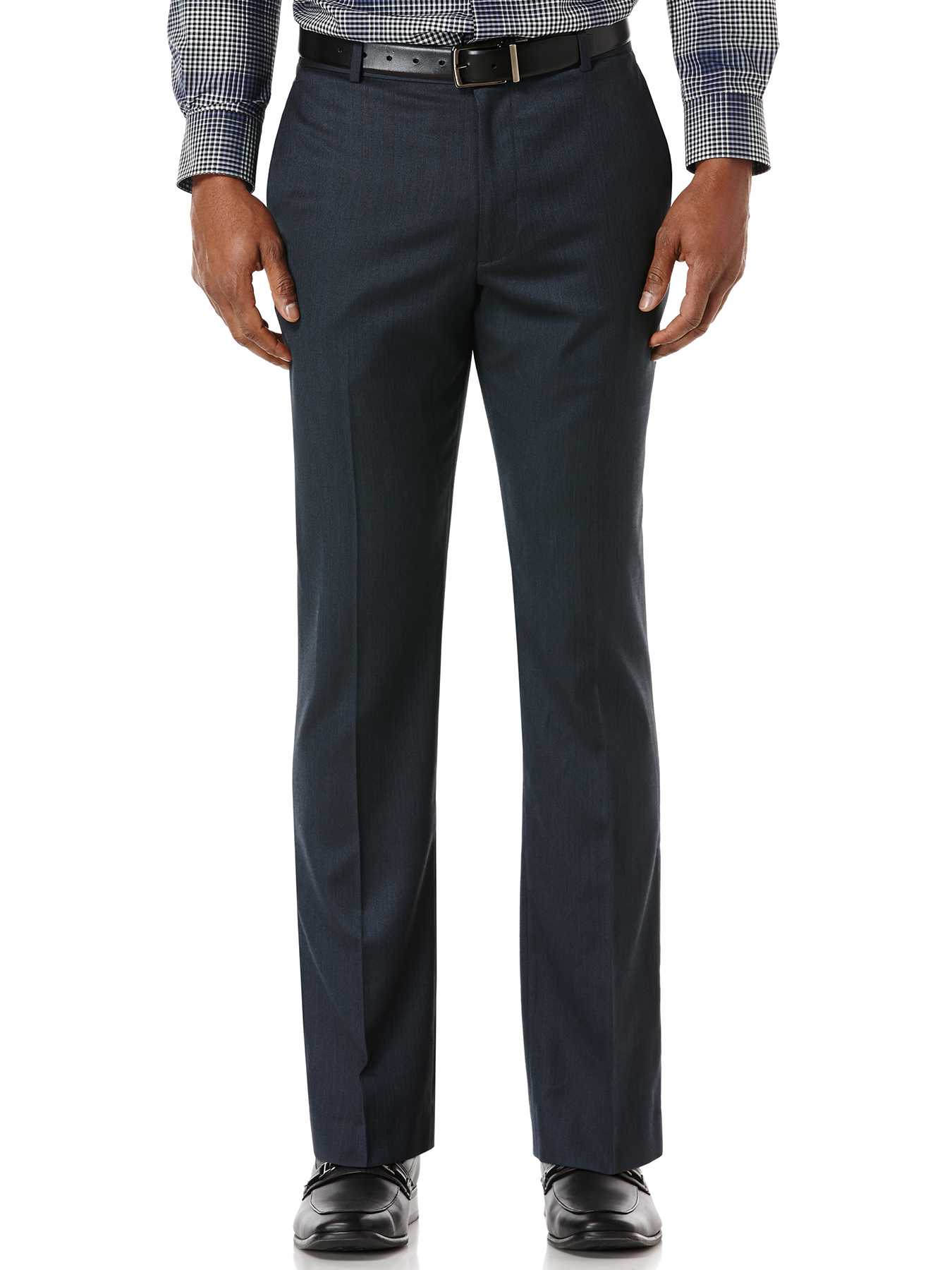 Perry Ellis Solid Herringbone Flat Front Dress Pant
