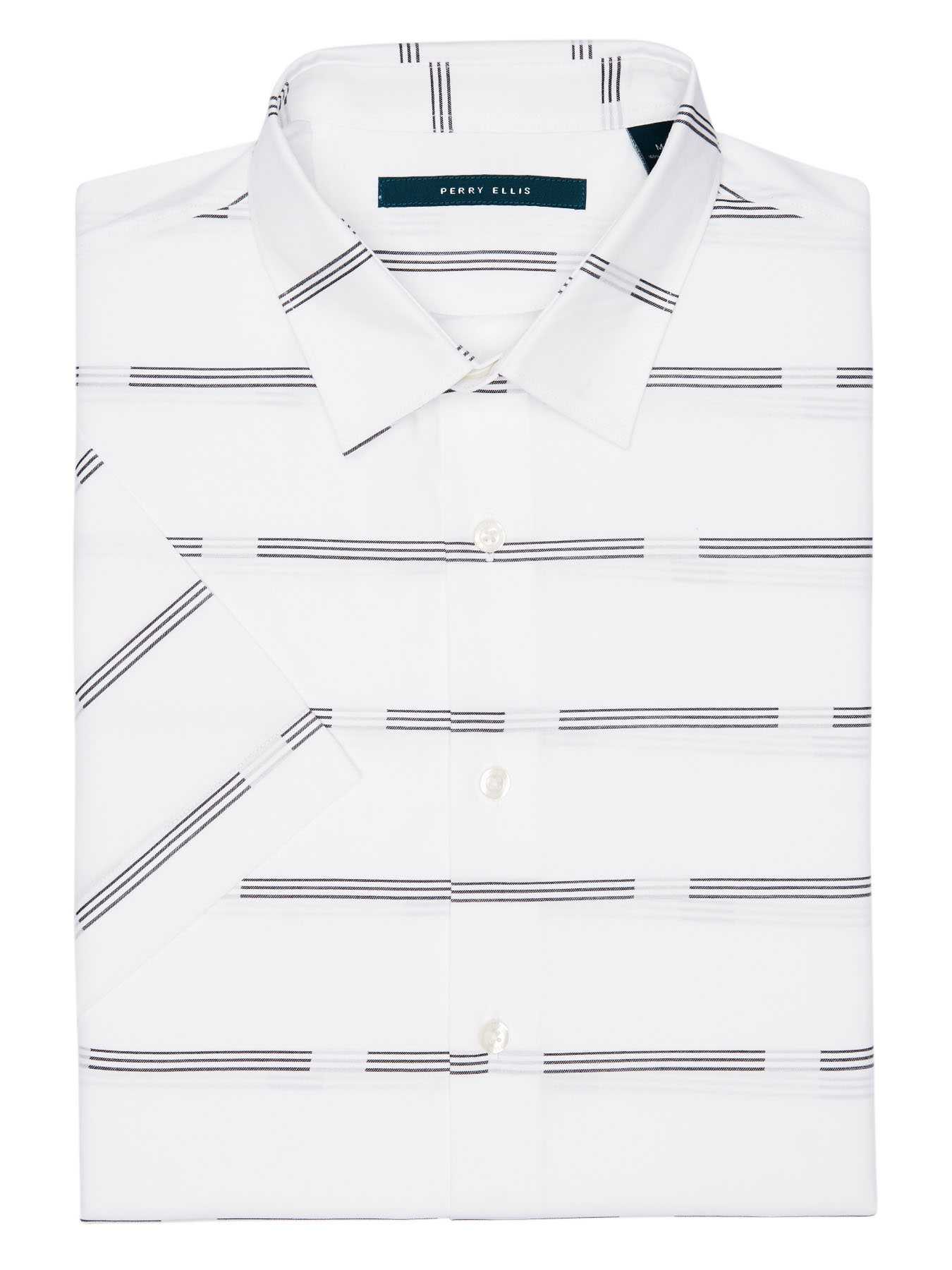 Perry Ellis Short Sleeve Wide Twill Stripe Shirt