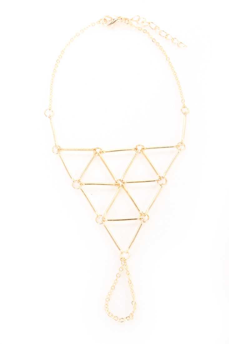 Gold Triangle Beaded Design Ring Bracelet