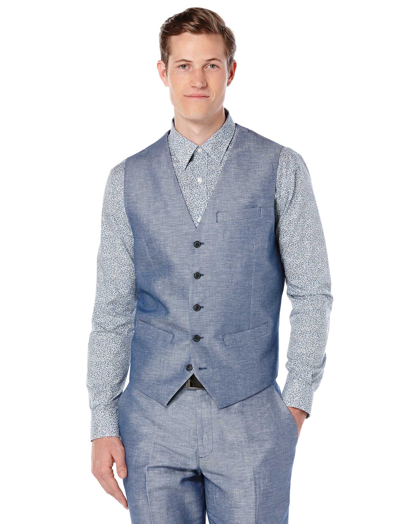 Perry Ellis Linen Twill Suit Vest