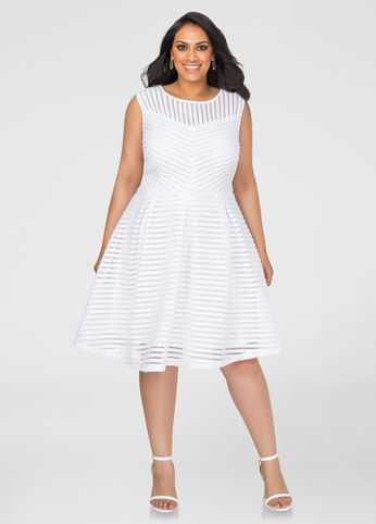 Mesh Stripe Skater Dress