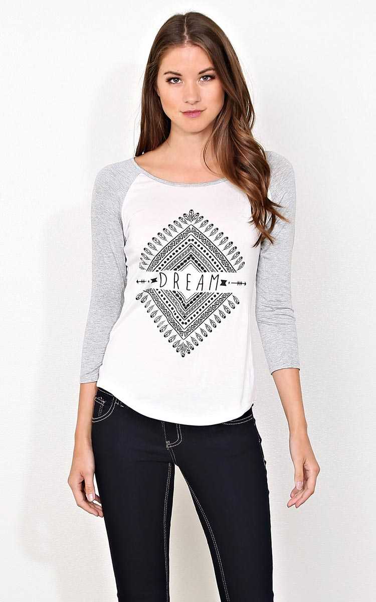 Diamond DREAM Knit Raglan - - H Grey Combo in Size by Styles For Less