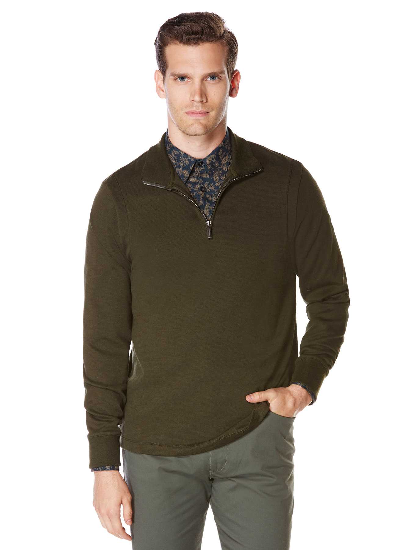 Perry Ellis Iridescent Quarter Zip Sweater