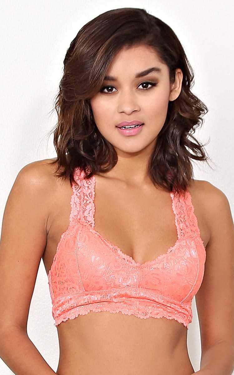 Coral Aneesa Lace Bralette - LGE - Dk Coral in Size Large by Styles For Less