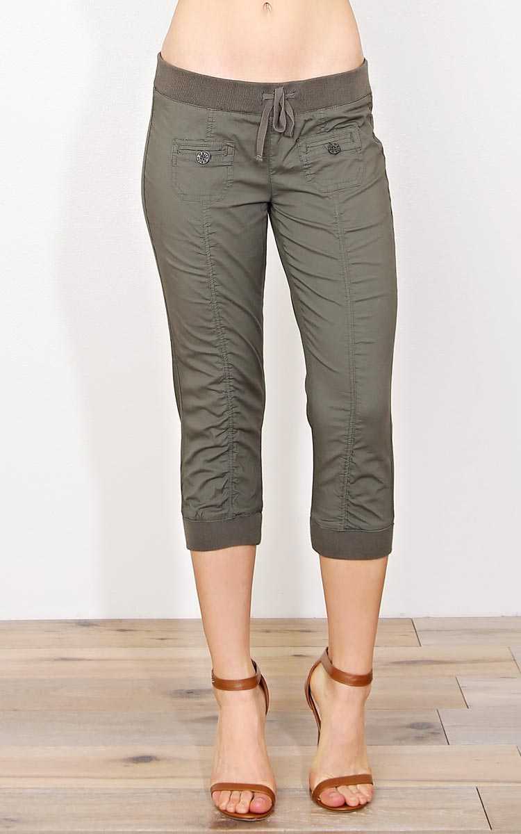 Vacay Bound Woven Capris - - Olive/Drab in Size by Styles For Less