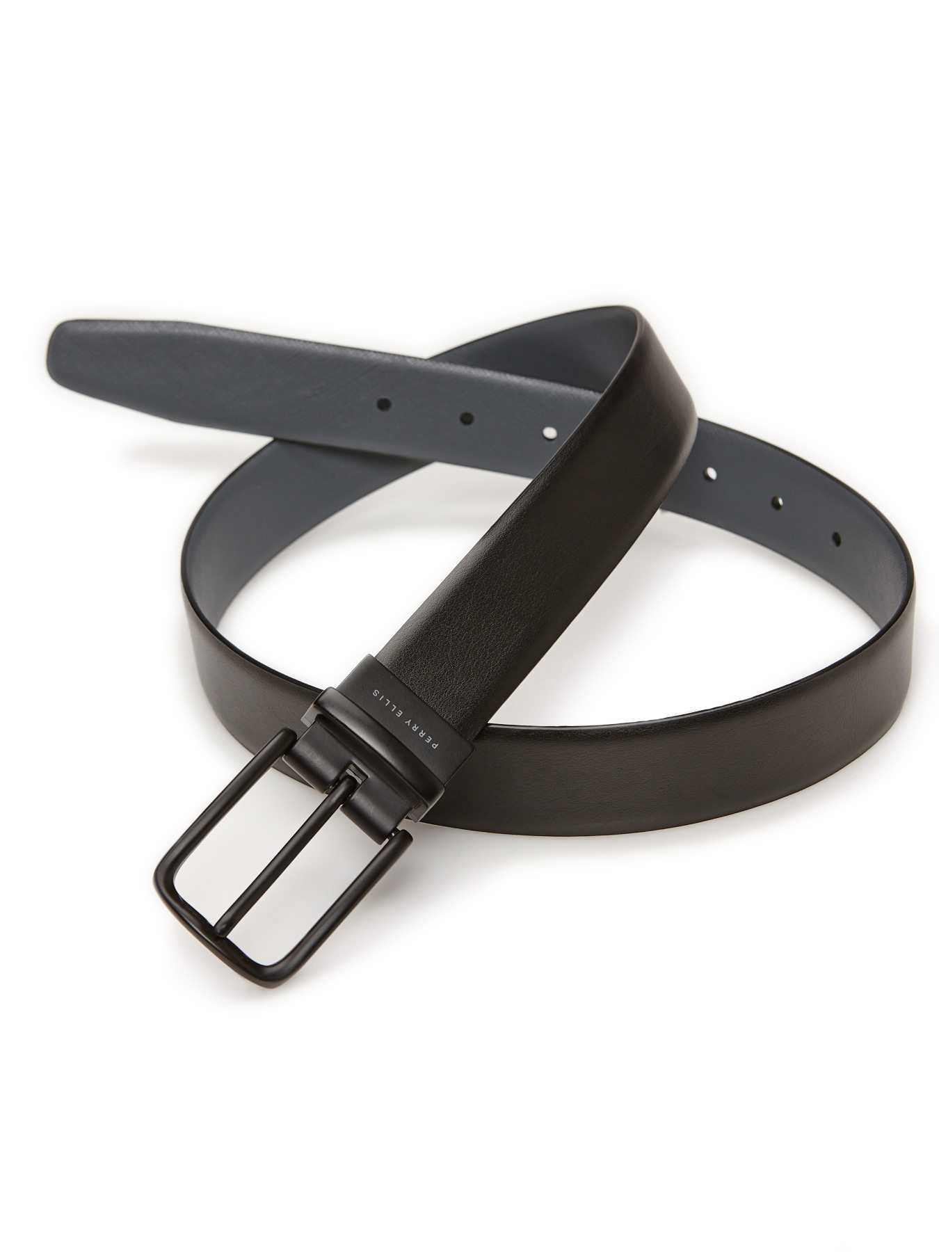 Perry Ellis Black Knight Reversible Leather Belt