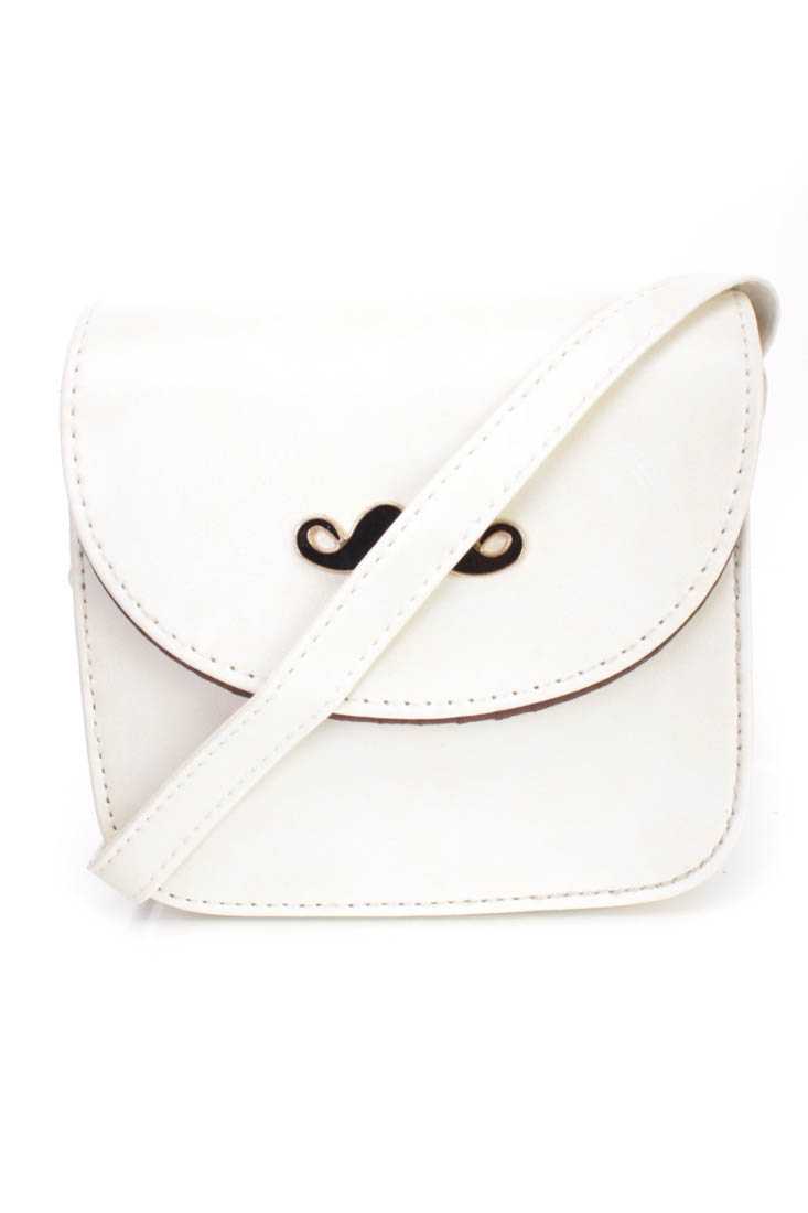 Cream Mustache Pendant Faux Leather Mini Handbag