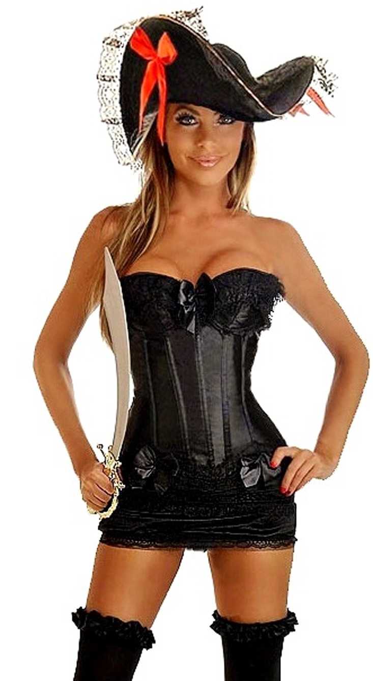 4 PC Pin-Up Pirate Corset Sexy Costume