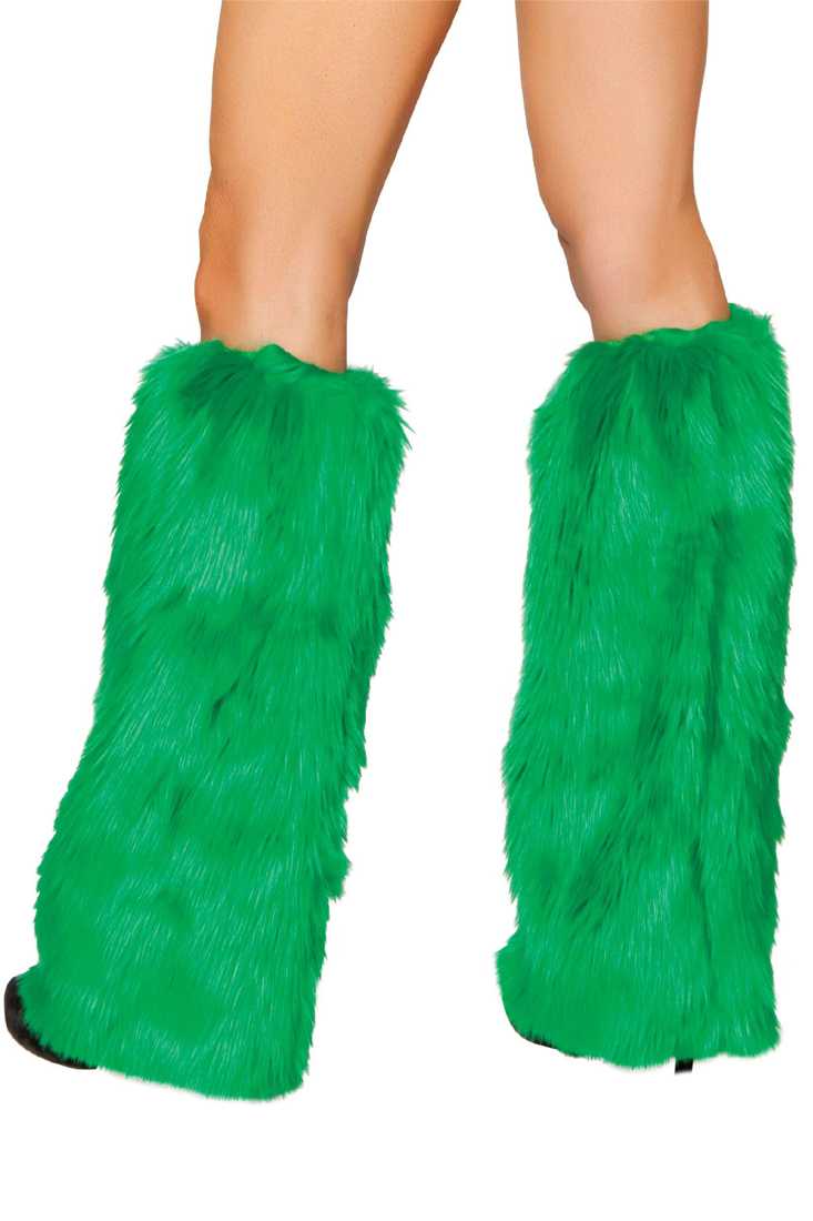 Hunter Green Faux Fur Leg Warmers