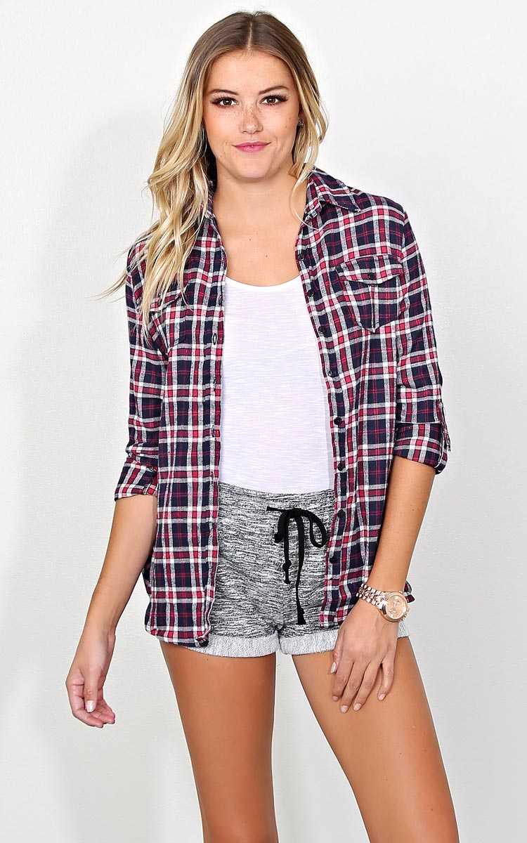 Little Fawn Flannel Plaid - - Navy Combo in Size by Styles For Less