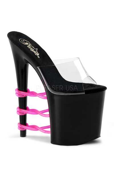 Clear Black Hot Pink UV Tube High Heels