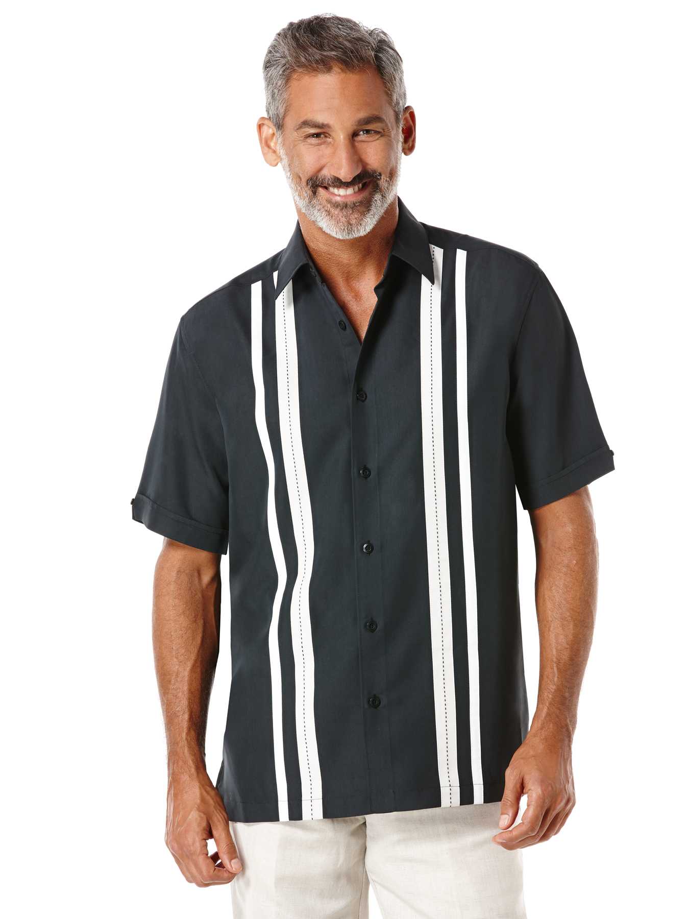 Cubavera Short Sleeve Tri-Color Panel Shirt